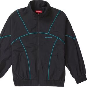 Supreme Piping Track Jacket Black with Teal Highlights SS19J71
